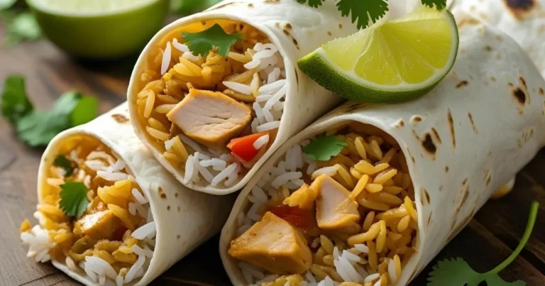 burrito with rice and chicken