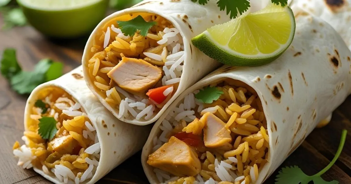 burrito with rice and chicken